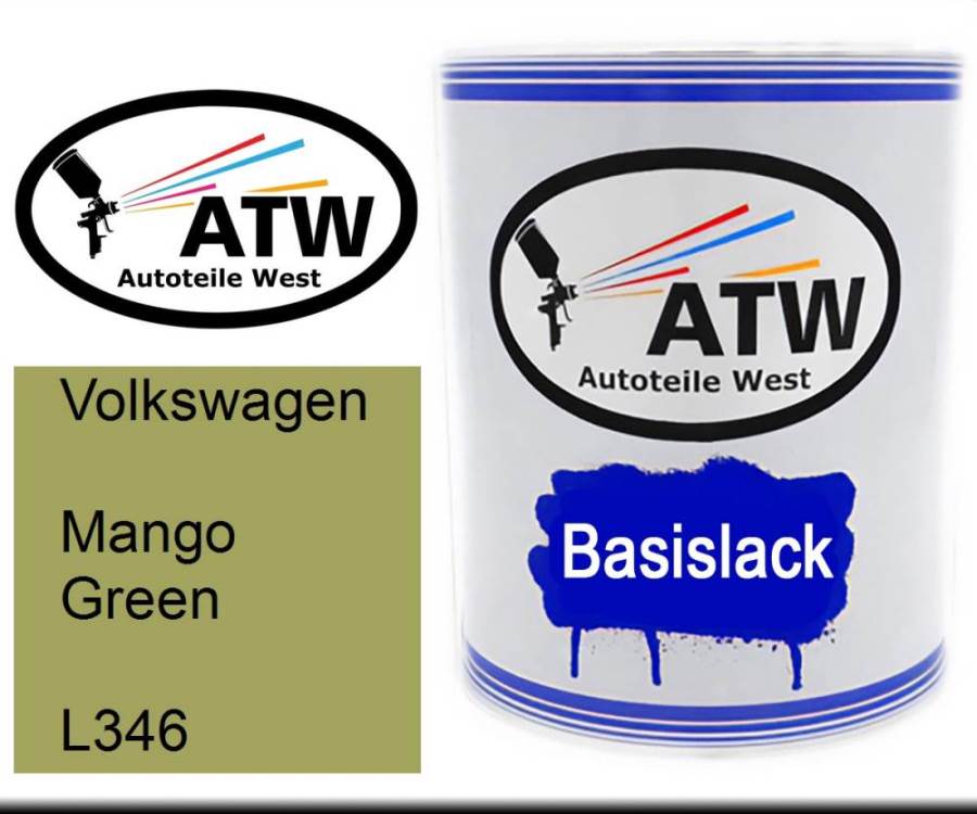 Volkswagen, Mango Green, L346: 1L Lackdose, von ATW Autoteile West.